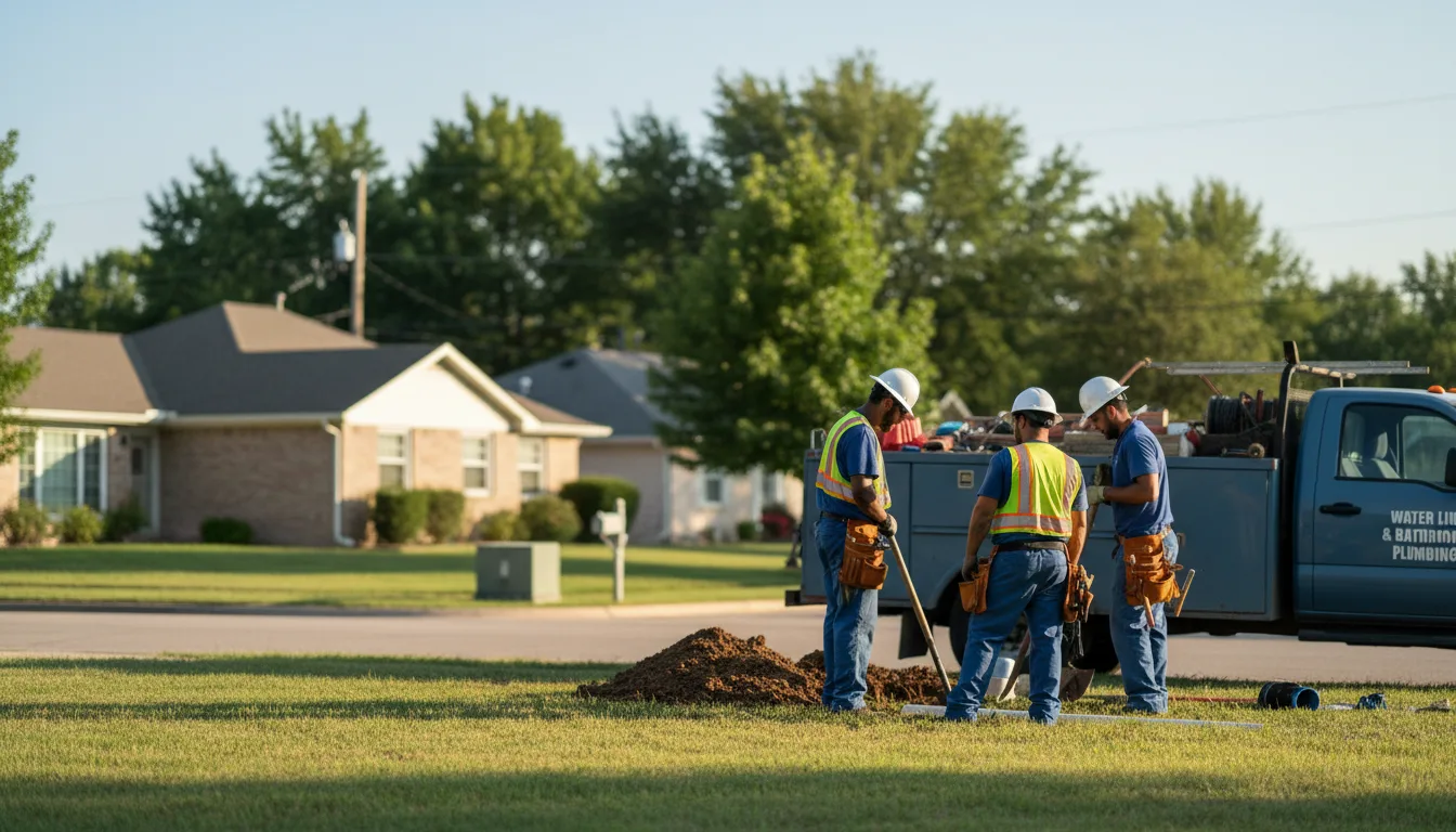 Residential water line and bathroom plumbing service in Guys, TN